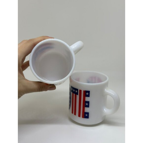 VTG Milk Glass Mugs With Patriotic "Vote" & "Try It Youll Like It" Graphics - Picture 6 of 7
